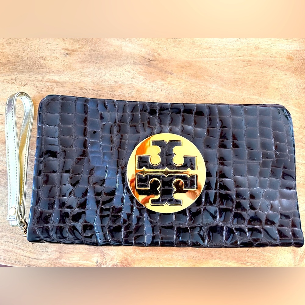 Croc embossed Tory Burch Clutch